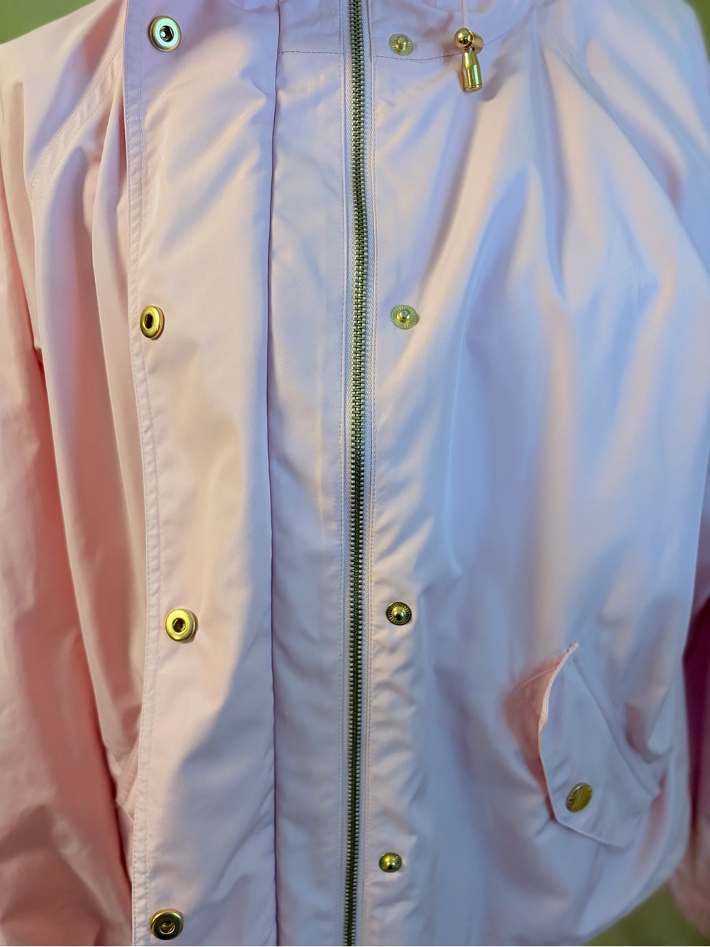 Lauren Ralph Lauren Pink Hooded Rain Jacket Windbreaker Goldtone Hardware Large - Picture 6 of 9